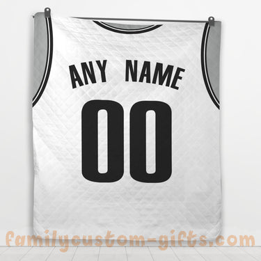 Custom Premium Quilt Blanket Brooklyn Jersey Basketball Personalized Quilt Gifts for Her & Him